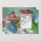 クリスマスボールカラフルフォトフラットカード シーズンカード (正面/裏面)