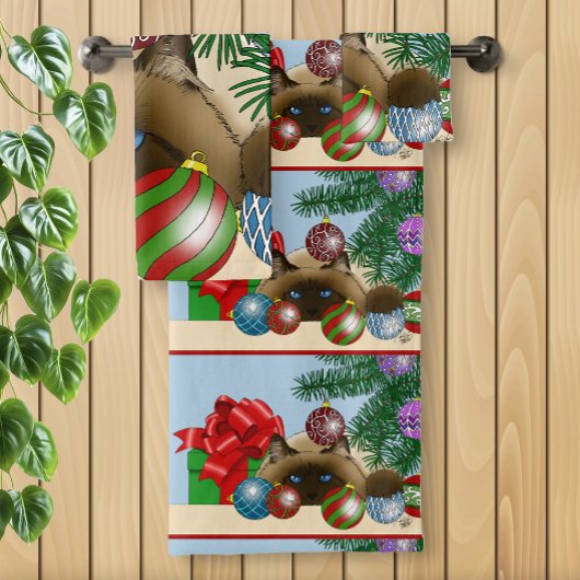 クリスマスボールキャット バスタオルセット