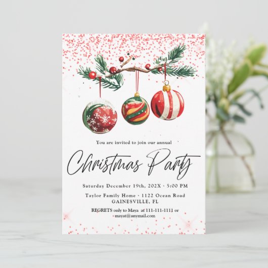 クリスマスボールクリスマスパーティの招待状 招待状 (スタンド正面)