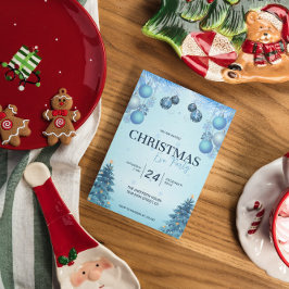 クリスマスボールクリスマス（青） 招待状