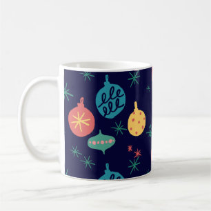 クリスマスボールグリーンイエローヴィンテージ コーヒーマグカップ