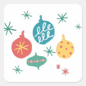 クリスマスボールグリーンイエローヴィンテージ スクエアシール (正面)