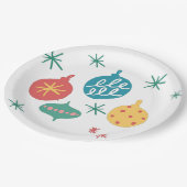 クリスマスボールグリーンイエローヴィンテージ ペーパープレート (アングル)