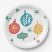 クリスマスボールグリーンイエローヴィンテージ ペーパープレート (正面)