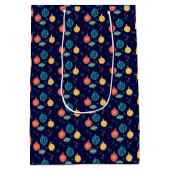 クリスマスボールグリーンイエローヴィンテージ ミディアムペーパーバッグ (裏面)