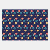 クリスマスボールグリーンイエローヴィンテージ ラッピングペーパーシート (正面)