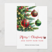 クリスマスボールグリーン&レッドプレイド シーズンカード (正面/裏面)