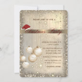 クリスマスボールサンタハット輝くクリスマスパーティー 招待状 (正面)