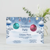 クリスマスボールススノーウィホリデーパーティー招待状 招待状 (スタンド正面)