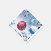 クリスマスボールススノーウィーホリデーペーパーナプキン スタンダードカクテルナプキン (角)