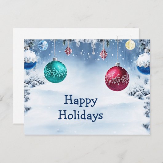 クリスマスボールススノーウィーホリデーポストカード ポストカード (正面/裏面)