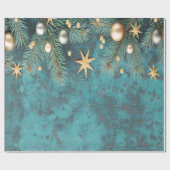 クリスマスボールスターブランチヴィンテージ ラッピングペーパー (フラット)
