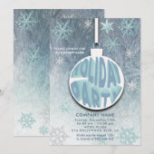 クリスマスボールスノーフレークタイポグラフィホリデーパーティー 招待状 (正面/裏面)