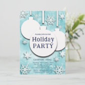 クリスマスボールスノーフレークタイポグラフィホリデーパーティー 招待状 (スタンド正面)