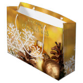 クリスマスボールスノーフレークパインコーンクリスマス ラージペーパーバッグ (裏面アングル)