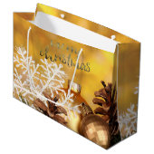 クリスマスボールスノーフレークパインコーンクリスマス ラージペーパーバッグ (正面アングル)