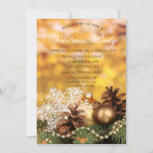 クリスマスボールスノーフレークパインコーンクリスマス 招待状 (正面)