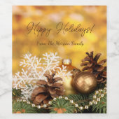 クリスマスボールスノーフレークパインコーン ワインラベル (シングルラベル)