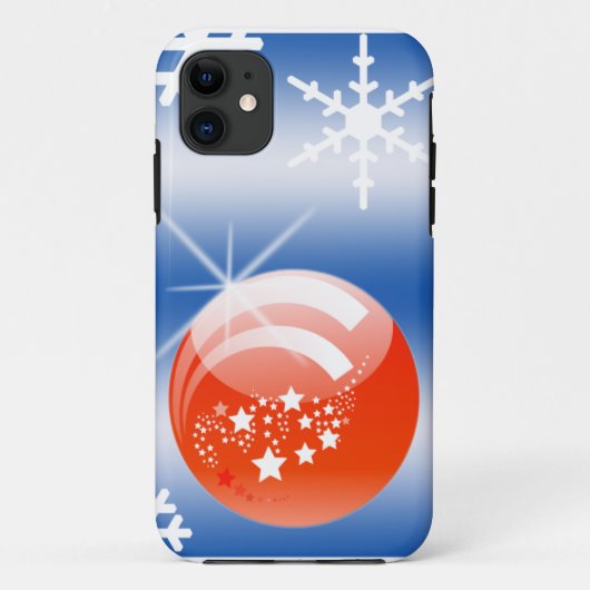 クリスマスボールスノーフレークブルー白レッド Case-Mate iPhoneケース (裏面)