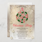 クリスマスボールスノーフレーク会社クリスマスパーティー 招待状 (正面/裏面)