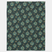 クリスマスボールスノーフレーク金ゴールド離れ葉 フリースブランケット (正面)