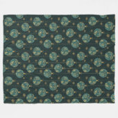 クリスマスボールスノーフレーク金ゴールド離れ葉 フリースブランケット (正面(横))