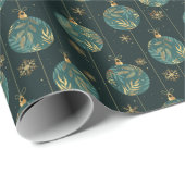 クリスマスボールスノーフレーク金ゴールド離れ葉 ラッピングペーパー (ロールコーナー)