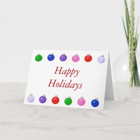 クリスマスボールハッピーホリデーグリーティングカード シーズンカード (正面)