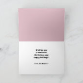 クリスマスボールパステルピンクファミリーフォトホリデー シーズンカード (内部)