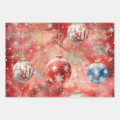 クリスマスボールパターン ラッピングペーパーシート (正面3)
