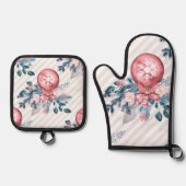 クリスマスボールピンク 鍋つかみ&鍋敷きセット (正面)