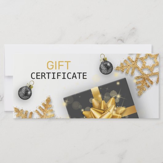 クリスマスボールブラックギフト金ゴールドスノーフレークギフトカード (正面)