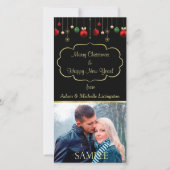 クリスマスボールブラック金ゴールドフレームテンプレート シーズンカード (正面)