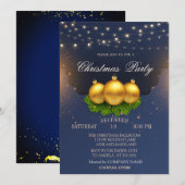 クリスマスボールブランチブルークリスマス会社 招待状 (正面/裏面)