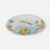 クリスマスボールブルーギフトボックス金ゴールド雪片 ペーパープレート (アングル)