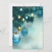 クリスマスボールブルークリスマス企業のパーティー 招待状 (裏面)