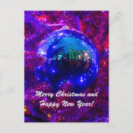 クリスマスボールブルーレッド シーズンポストカード