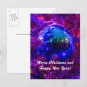 クリスマスボールブルーレッド シーズンポストカード (正面/裏面)