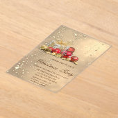 クリスマスボールプレゼント金ゴールドクリスマスパーティー アクリル招待状 (レイダウン)