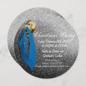 クリスマスボールホリデーパーティシルバー 招待状 (正面/裏面)