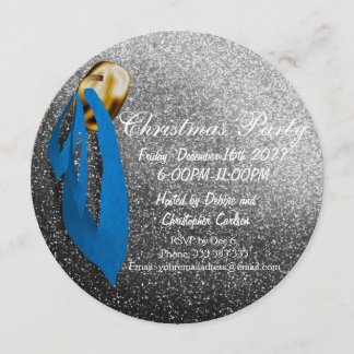 クリスマスボールホリデーパーティシルバー 招待状