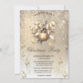 クリスマスボールボウスノーフレーク金ゴールド 招待状 (正面)
