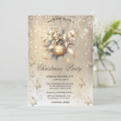 クリスマスボールボウスノーフレーク金ゴールド 招待状 (スタンド正面)