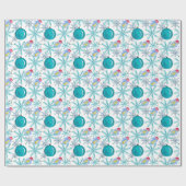 クリスマスボールミトンと雪片の水彩 ラッピングペーパー (フラット)