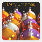 クリスマスボールメリークリスマス広場ステッカー スクエアシール (正面)