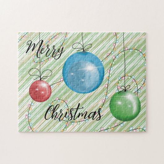 クリスマスボールライトホリデーデコレーションギフト ジグソーパズル (横)