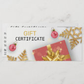 クリスマスボールレッドギフト金ゴールド雪片ギフトカード (正面/裏面)