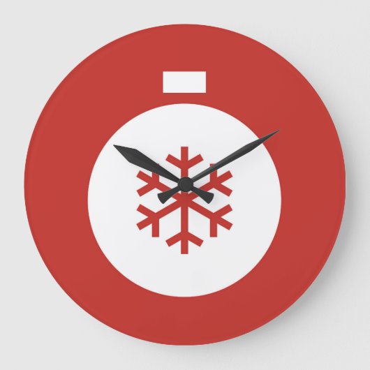 クリスマスボールレッドラージクロック ラージ壁時計 (正面)