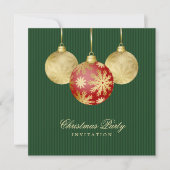 クリスマスボールレッド金ゴールドパーティの招待状 招待状 (正面)