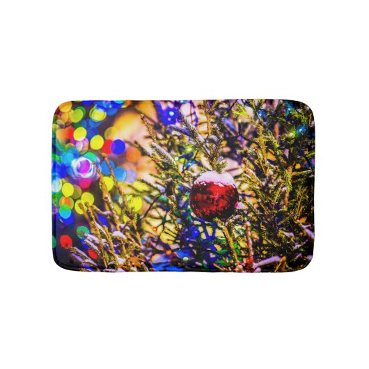 クリスマスボールレッド バスマット (正面)